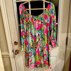 Lilly Pulitzer L/S Romper w/ shorts underneath. Can be worn on or off shoulder